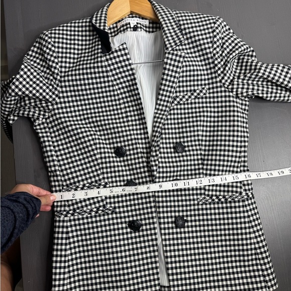 Veronica Beard Cottage Gingham Plaid Double Breasted Blazer Jacket Preppy - Picture 9 of 10